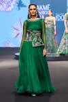 Buy_Mahima Mahajan_Green Silk Organza Embroidery, Sequins Round Zerina Anarkali With Corset Belt _at_Aza_Fashions