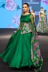 Buy_Mahima Mahajan_Green Silk Organza Embroidery, Sequins Round Zerina Anarkali With Corset Belt _Online_at_Aza_Fashions