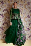 Mahima Mahajan_Green Silk Organza Embroidery, Sequins Round Zerina Anarkali With Corset Belt _at_Aza_Fashions
