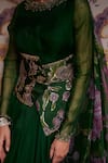 Buy_Mahima Mahajan_Green Silk Organza Embroidery, Sequins Round Zerina Anarkali With Corset Belt 
