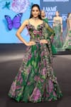 Buy_Mahima Mahajan_Green Silk Organza Sequins, Embroidery, Busra Floral Print Corset Lehenga Set _at_Aza_Fashions