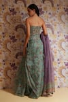 Mahima Mahajan_Green Silk Organza Sequins, Stones, Nasiha Floral Print Corset Skirt Set _Online_at_Aza_Fashions