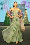 Buy_Mahima Mahajan_Green Silk Organza Sequins, Stones, Nasiha Floral Print Corset Skirt Set 