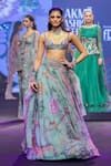 Shop_Mahima Mahajan_Green Silk Organza Sequins, Beads, Embroidery, Areeba Print Bralette Lehenga Set _Online_at_Aza_Fashions