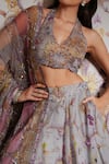 Mahima Mahajan_Lilac Silk Organza Beads, Sequins, Embroidery, Hanifa Floral Print Lehenga Set _Online_at_Aza_Fashions