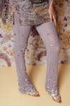 Buy_Mahima Mahajan_Lilac Silk Organza, Mesh Sequins, Stones, Floral Embroidered Tunic Pant Set _Online_at_Aza_Fashions