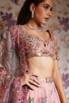Shop_Mahima Mahajan_Lilac Silk Organza Sequins, Embroidery, Beads Samaira Floral Lehenga Set _Online_at_Aza_Fashions