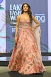 Buy_Mahima Mahajan_Pink Silk Organza Beads, Sequins, Embroidery, Vaani Floral Printed Lehenga Set _at_Aza_Fashions