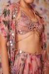 Buy_Mahima Mahajan_Pink Silk Organza Beads, Sequins V-neck Asma Floral Print Lehenga Set _Online_at_Aza_Fashions