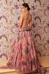 Shop_Mahima Mahajan_Pink Silk Organza Beads, Sequins V-neck Asma Floral Print Lehenga Set _at_Aza_Fashions