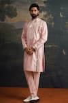 Buy_Thetaa_Pink Silk, Shantoon Mirrors Hand Embroidered Kurta And Pant Set _Online_at_Aza_Fashions