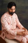 Buy_Thetaa_Pink Cotton, Silk, Shantoon Mirrors, Embroidery Kurta And Pant Set _Online_at_Aza_Fashions