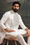 Shop_Thetaa_Off White Silk, Cotton Mirrors Embroidered Kurta And Pant Set _Online_at_Aza_Fashions