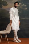 Buy_Thetaa_Off White Silk, Cotton Mirrors Embroidered Kurta And Pant Set 