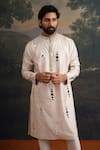 Buy_Thetaa_Beige Silk, Cotton Mirrors Embroidered Kurta And Pant Set 
