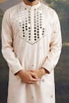 Buy_Thetaa_Beige Silk, Cotton Mirrors, Embroidery Kurta And Pant Set _Online_at_Aza_Fashions