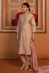 Buy_Thetaa_Pink Chanderi Silk Embroidery, Mirrors, Fringe, Gota Patti Round Hand Kurta Set _Online_at_Aza_Fashions