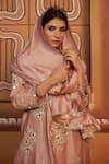 Shop_Thetaa_Pink Chanderi Silk Embroidery, Mirrors, Fringe, Gota Patti Round Hand Kurta Set _Online_at_Aza_Fashions