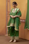 Buy_Thetaa_Green Silk, Cotton, Satin Embroidery, Mirrors, Tassels Work Kurta Palazzo Set _Online_at_Aza_Fashions