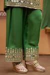 Shop_Thetaa_Green Silk, Cotton, Satin Embroidery, Mirrors, Tassels Work Kurta Palazzo Set 