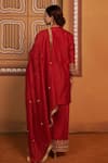 Shop_Thetaa_Red Silk Embroidery, Mirrors, Gota Patti Scoop Neck Hand Work Kurta Set _at_Aza_Fashions