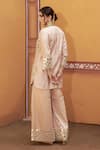 Shop_Thetaa_Beige Chanderi Silk, Satin, Organza Mirrors, Embroidery, Work Kurta Palazzo Set _at_Aza_Fashions