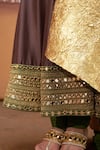 Shop_Thetaa_Brown Silk, Viscose, Polyester Mirrors, Embroidery, Zari Round Neck Anarkali Set _Online_at_Aza_Fashions