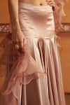 Buy_Thetaa_Blush Satin Mirrors, Embroidery, Ruffles Round Blouse And Pleated Lehenga Set 