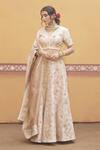 Buy_Thetaa_Ivory Silk, Organza Embroidery, Metallic Thread V-neck Hand Lehenga Set 