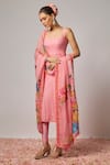 Buy_Krishna Padia_Pink Lurex, Georgette, Lycra, Organza Embroidery Square Neck Straight Kurta Set _Online_at_Aza_Fashions