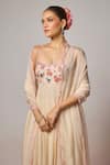 Krishna Padia_Ivory Lurex, Georgette, Lycra, Organza Embroidery, Floral Hand Anarkali Set _Online_at_Aza_Fashions