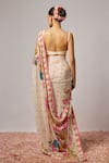 Shop_Krishna Padia_Ivory Organza, Dupion Embroidery, Sequins Floral Pre-draped Saree With Blouse _at_Aza_Fashions