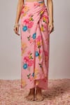 Buy Krishna Padia Pink Crepe Embroidery, Stones Square Neck Floral Hand Blouse And Draped Skirt Set Online at Aza Fashions Buy_Krishna Padia_Pink Crepe Embroidery, Stones Square Neck Floral Hand Blouse And Draped Skirt Set _Online_at_Aza_Fashions