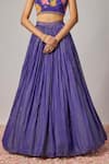 Shop_Krishna Padia_Blue Lurex, Georgette, Crepe Metallic Thread, Floral Hand Lehenga Set _Online_at_Aza_Fashions