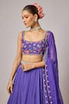 Krishna Padia Blue Silk, Organza Embroidery, Sequins, Beads, Pearls, Hand Lehenga Blouse Set Online at Aza Fashions Krishna Padia_Blue Silk, Organza Embroidery, Sequins, Beads, Pearls, Hand Lehenga Blouse Set _Online_at_Aza_Fashions