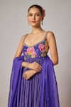 Buy_Krishna Padia_Blue Lurex, Georgette, Lycra, Organza Embroidery Scoop Floral Hand Anarkali Set _Online_at_Aza_Fashions