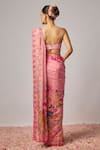 Shop Krishna Padia Pink Organza, Silk Embroidery, Sequins Floral Hand Pre-draped Saree With Blouse at Aza Fashions Shop_Krishna Padia_Pink Organza, Silk Embroidery, Sequins Floral Hand Pre-draped Saree With Blouse _at_Aza_Fashions