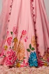 Shop_Krishna Padia_Pink Silk, Organza Embroidery, Sequins Square Neck Floral Hand Lehenga Set _Online_at_Aza_Fashions