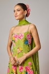 Buy_Krishna Padia_Green Crepe, Lycra, Organza Embroidery, Sequins, Floral Hand Anarkali Set _Online_at_Aza_Fashions