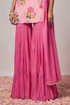 Buy_Krishna Padia_Pink Crepe, Lurex, Georgette Embroidery, Beads Floral Print Kurta Sharara Set _Online_at_Aza_Fashions