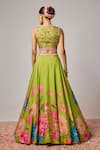 Shop_Krishna Padia_Lime Doriya, Organza Sequins, Beads, Stones, Embroidery Floral Print Lehenga Set _at_Aza_Fashions
