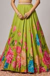 Shop_Krishna Padia_Lime Doriya, Organza Sequins, Beads, Stones, Embroidery Floral Print Lehenga Set _Online_at_Aza_Fashions