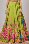 Krishna Padia_Lime Organza Sequins, Embroidery, Beads Sweetheart Floral Hand Lehenga Set _Online_at_Aza_Fashions