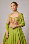 Buy_Krishna Padia_Lime Organza Sequins, Embroidery, Beads Sweetheart Floral Hand Lehenga Set _Online_at_Aza_Fashions