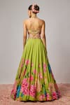 Shop_Krishna Padia_Lime Organza Sequins, Embroidery, Beads Sweetheart Floral Hand Lehenga Set _at_Aza_Fashions