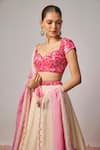 Krishna Padia_Pink Silk Sequins, Embroidery Sweetheart Neck Floral Hand Blouse _Online_at_Aza_Fashions