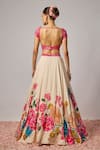 Shop_Krishna Padia_Pink Silk Sequins, Embroidery Sweetheart Neck Floral Hand Blouse _at_Aza_Fashions