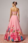 Shop_Krishna Padia_Pink Organza Embroidery, Beads, Sequins Sweetheart Neck Floral Hand Lehenga Set _at_Aza_Fashions