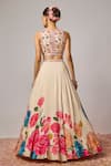 Shop_Krishna Padia_Ivory Organza Embroidery, Beads, Sequins V-neck Floral Hand Lehenga Set _at_Aza_Fashions