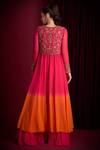 Shop_Aayushi Maniar_Pink Georgette Embroidery, Sequins, Zari Chandrikaa Ombre Jacket Skirt Set _at_Aza_Fashions